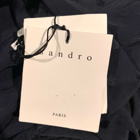 Sandro Claudia Shirred Polka Dot Mini Dress Marine (Please Read) - Picture 14 of 16